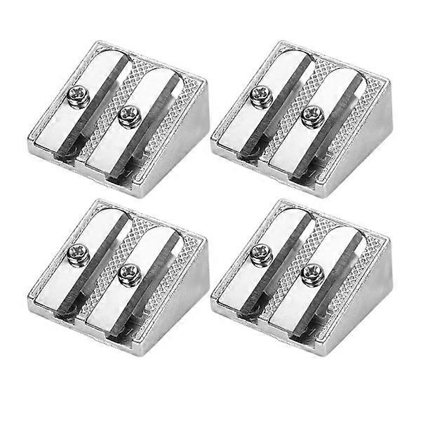 Pencil sharpener, metal pencil sharpener with double holes for children, lipstick sharpener, manual sharpener perfect use - 4 pcs
