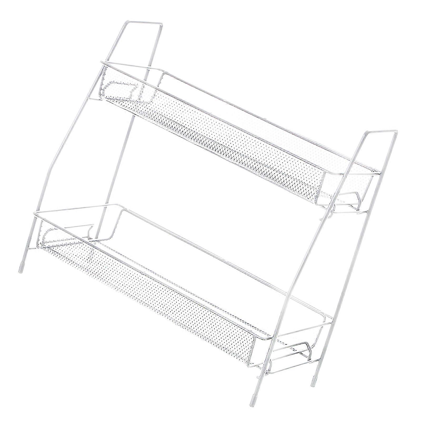 Flexible Multipurpose Desktop Storage Rack with Sturdy Construction Portable Accessory for Office and Study Area  White S