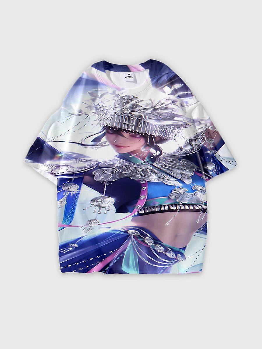 T-shirt round neck book Characters Pattern loose short sleeve P2324