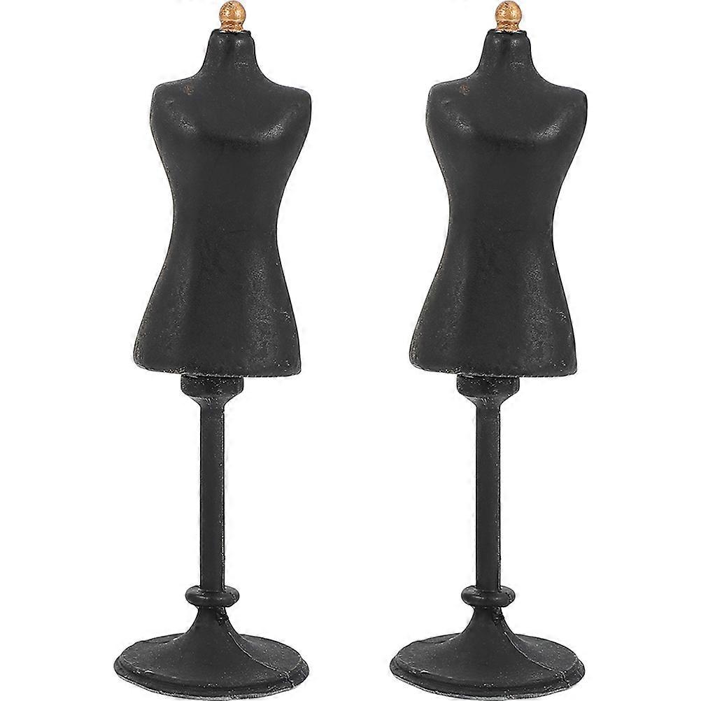 Mini Mannequin for Displaying Doll Clothes 2 Pieces Black Resin Small Size
