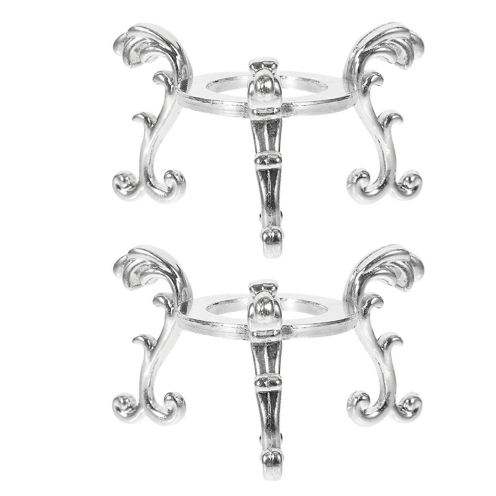 6pcs Crystal Ball Stand - Metal Crystal Ball Holder Sphere Display Stand Base Desktop Ornament for Office Home Desk Bookshelf Decor Silver