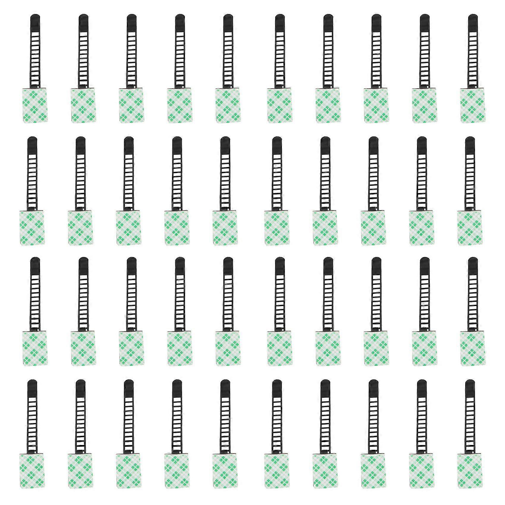 40Pcs Black Sticky Adjustable Wire Ties Cable Clips Clamp Plastic Self Adhesive Cable Ties Fix Holde