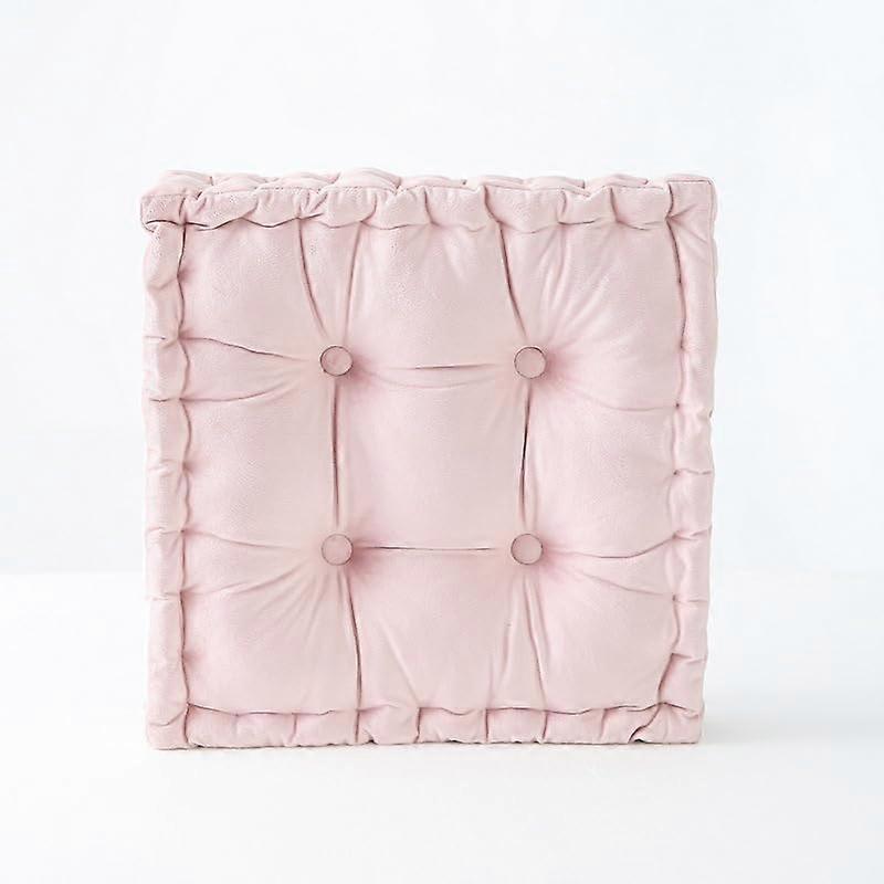 Thick Floor Cushion, Garden Dining Chair Booster Seat, Plain Futon Cushion, Pink, 45 x 45 cm, 2 Pieces