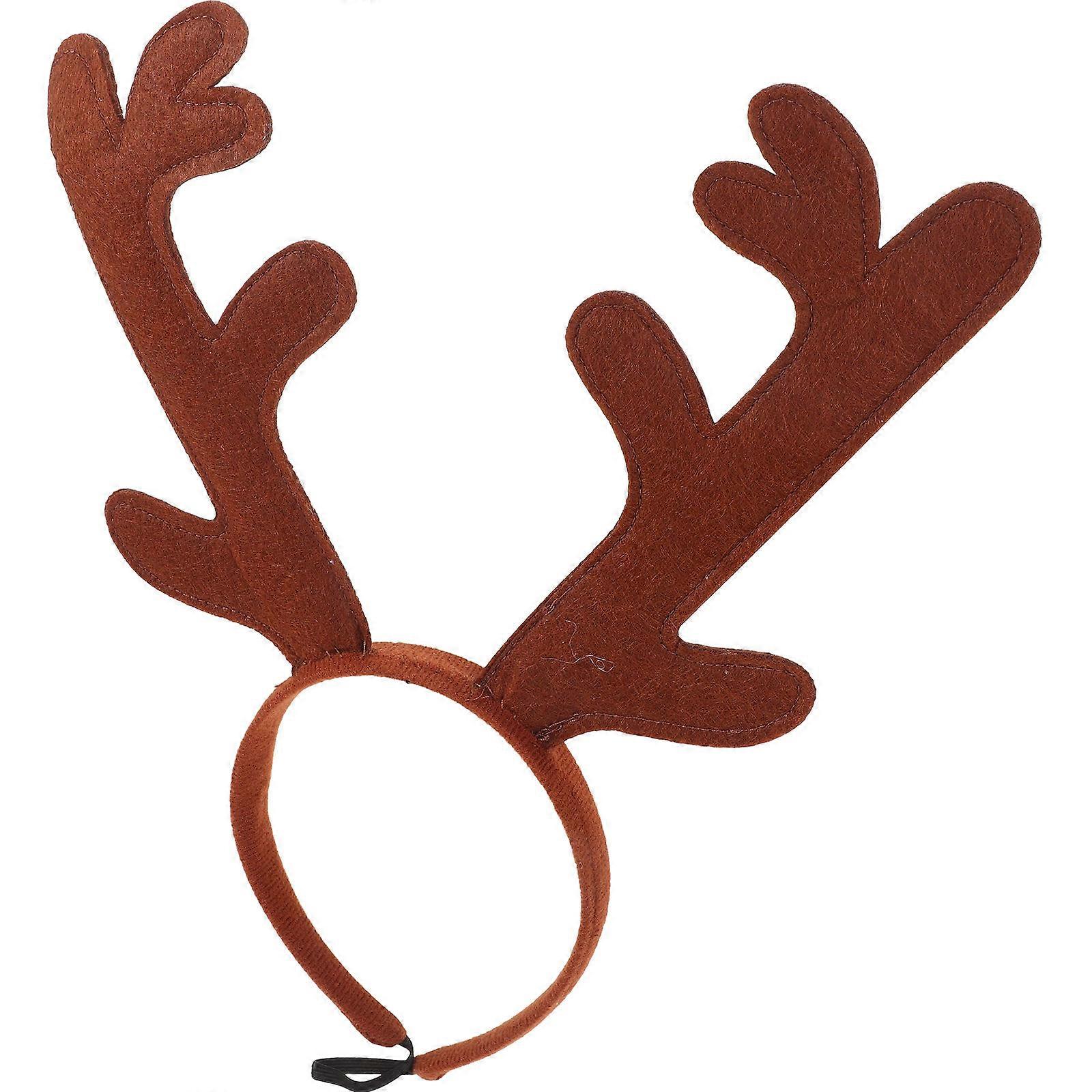 Pet Costume Headband Antler Shape Christmas Party Adjustable Size Soft Plush 1Pcs