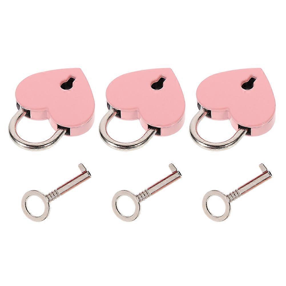 Bronze Heart Shaped Padlocks For Diary Book Scenic Spot Wishing 3 Sets Unique Decorative