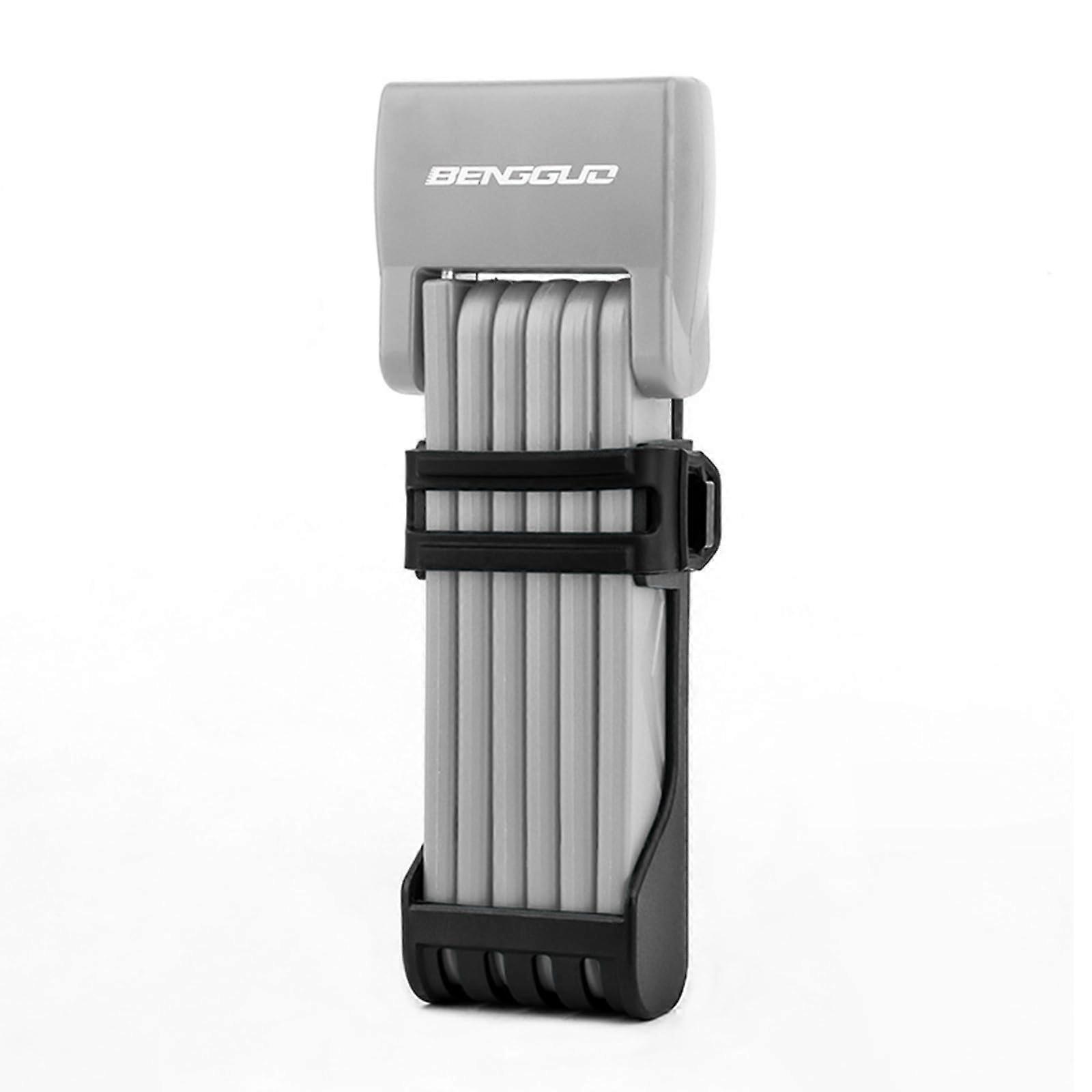 Portable folding lock for electric bicycles and motorcycles with ABS cover, strong security, easy to carry, 76.7 cm extended (Gray)
