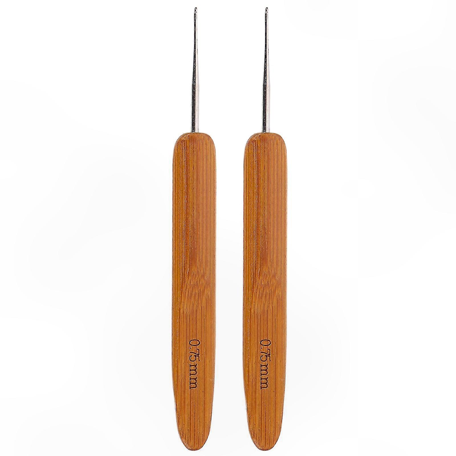 2er-Pack Bambus-Häkelnadeln, karbonisierte Strickwerkzeuge mit einem Ende, 0,5 mm und 0,75 mm Größen