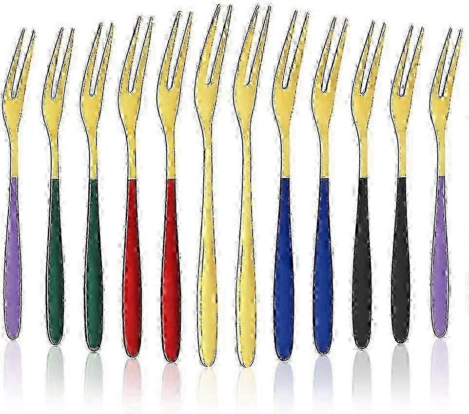 12Pcs Stainless Steel Fruit Cake Forks