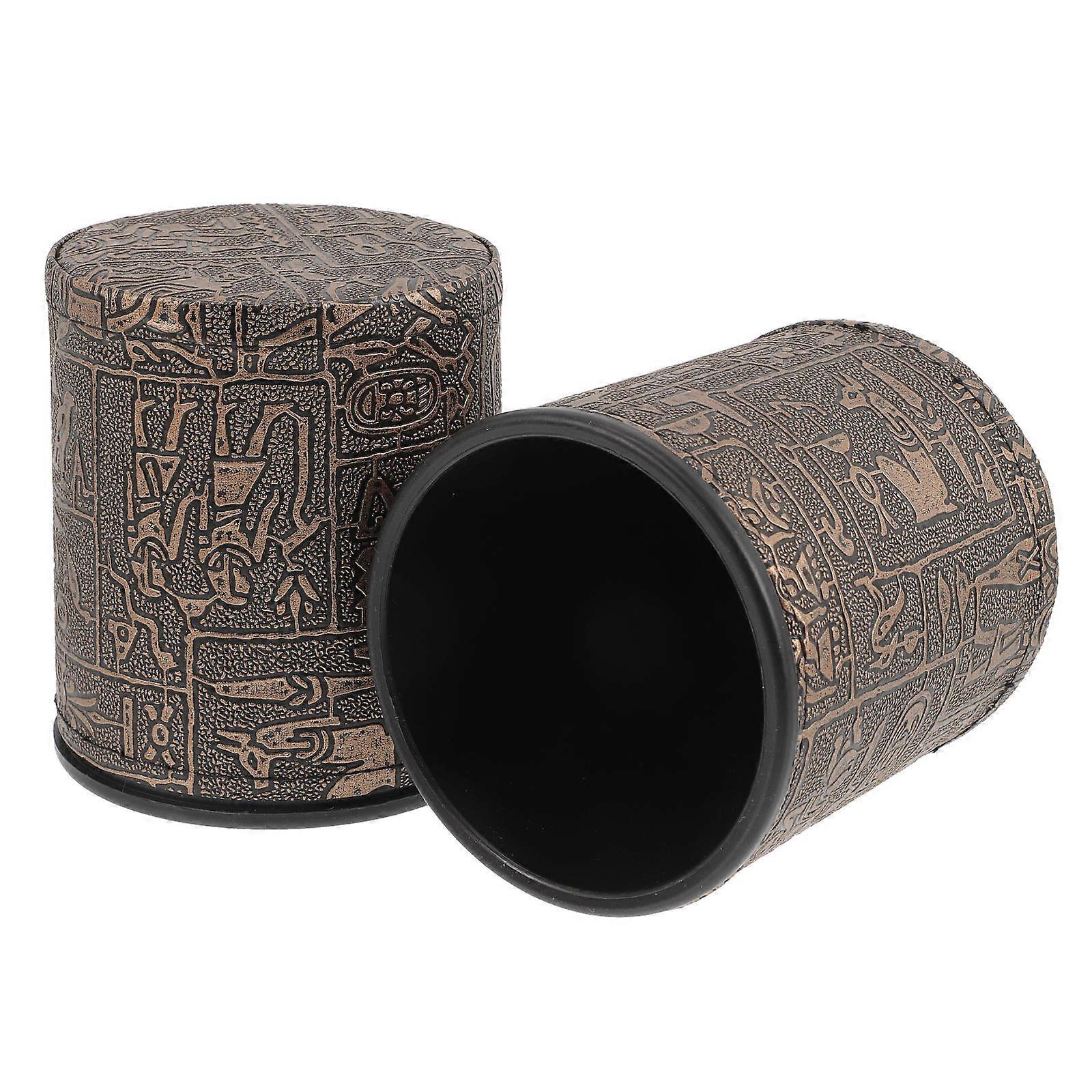 Dark Brown Cups for Game Storage Lightweight Portable Holders Set of 2