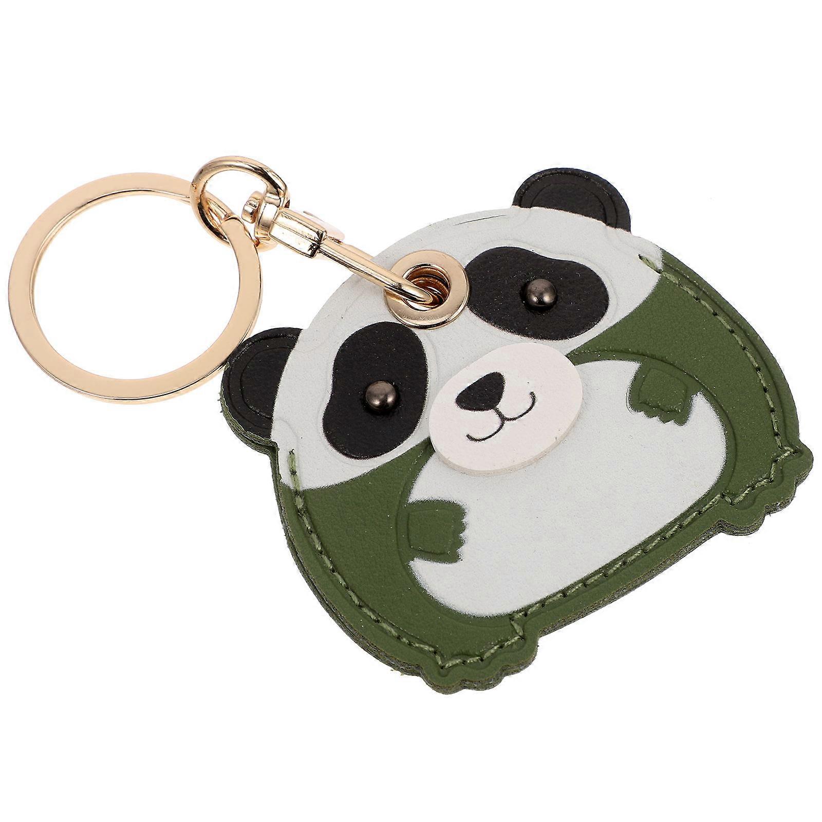 Cute Cartoon Panda Access Card PU Sleeve Keychain Pendant Rectangular PU Cover with Keyholder for Keys, Backpacks, and Bag Charm Decoration Adorable