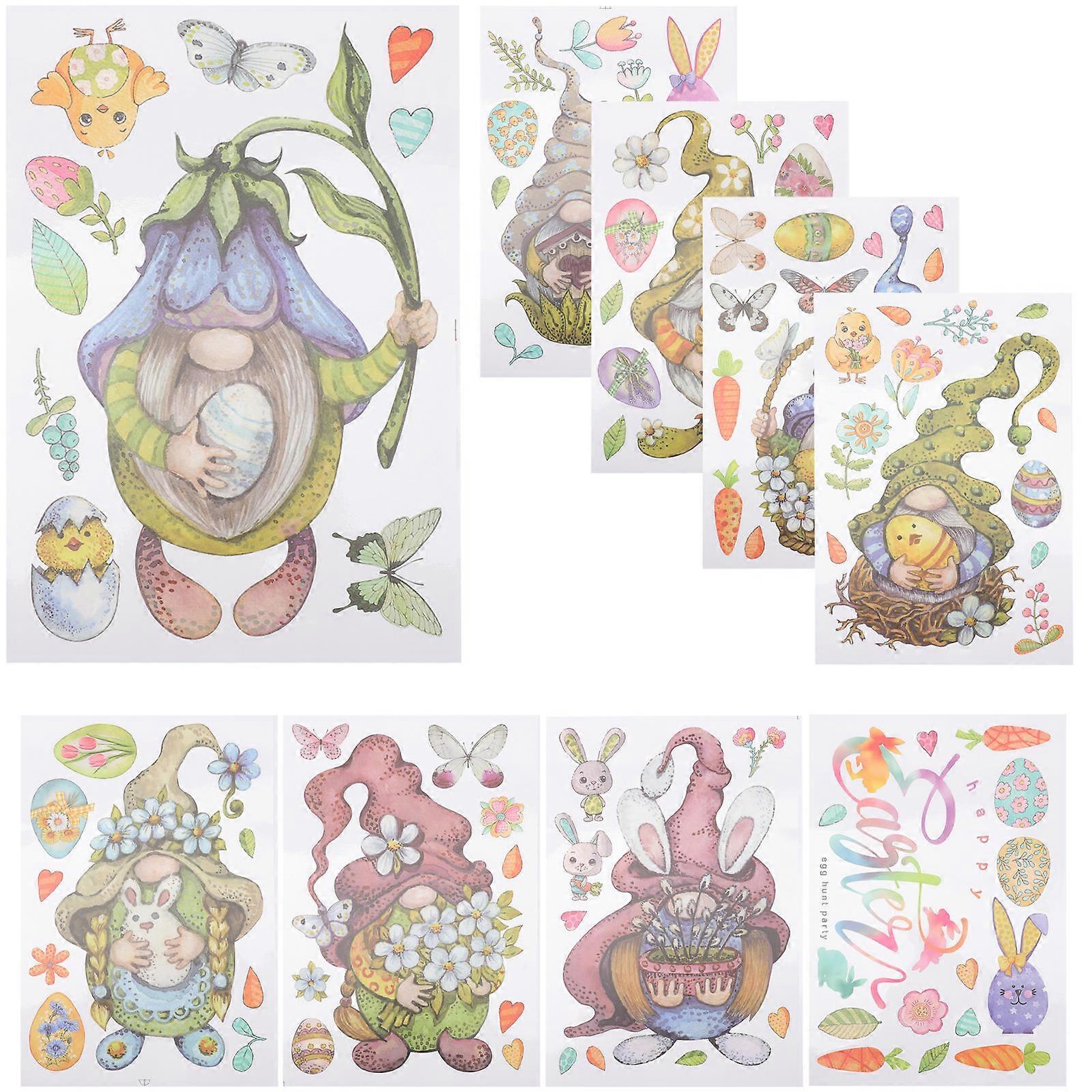 Rectangle Multi Colored Window Stickers 1 Set Fun Easter Theme Decals For Children And Families 30x20cm