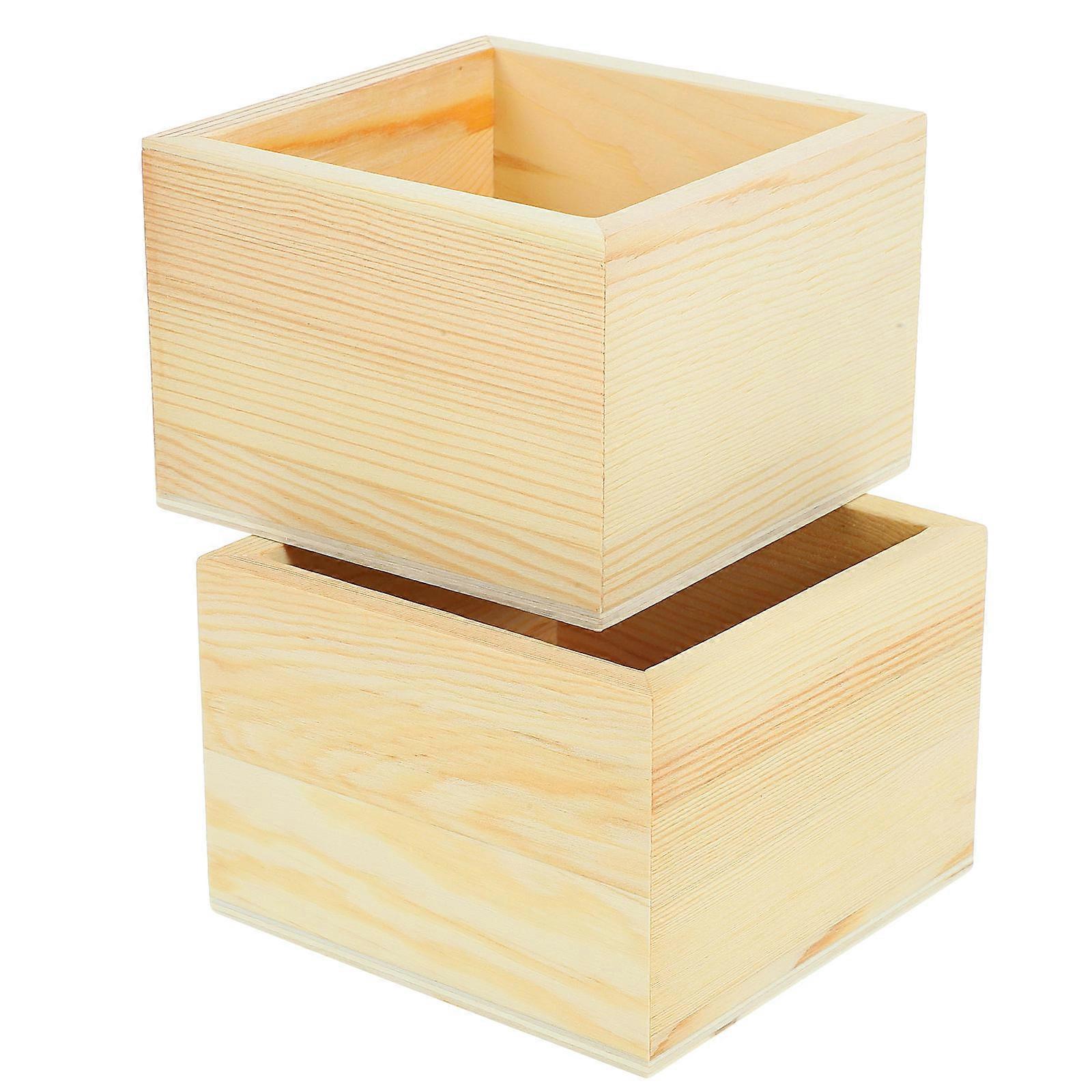 2pcs Wooden Box Pantry Organizer Storage Box Cabinet Organizers Seasoning Container