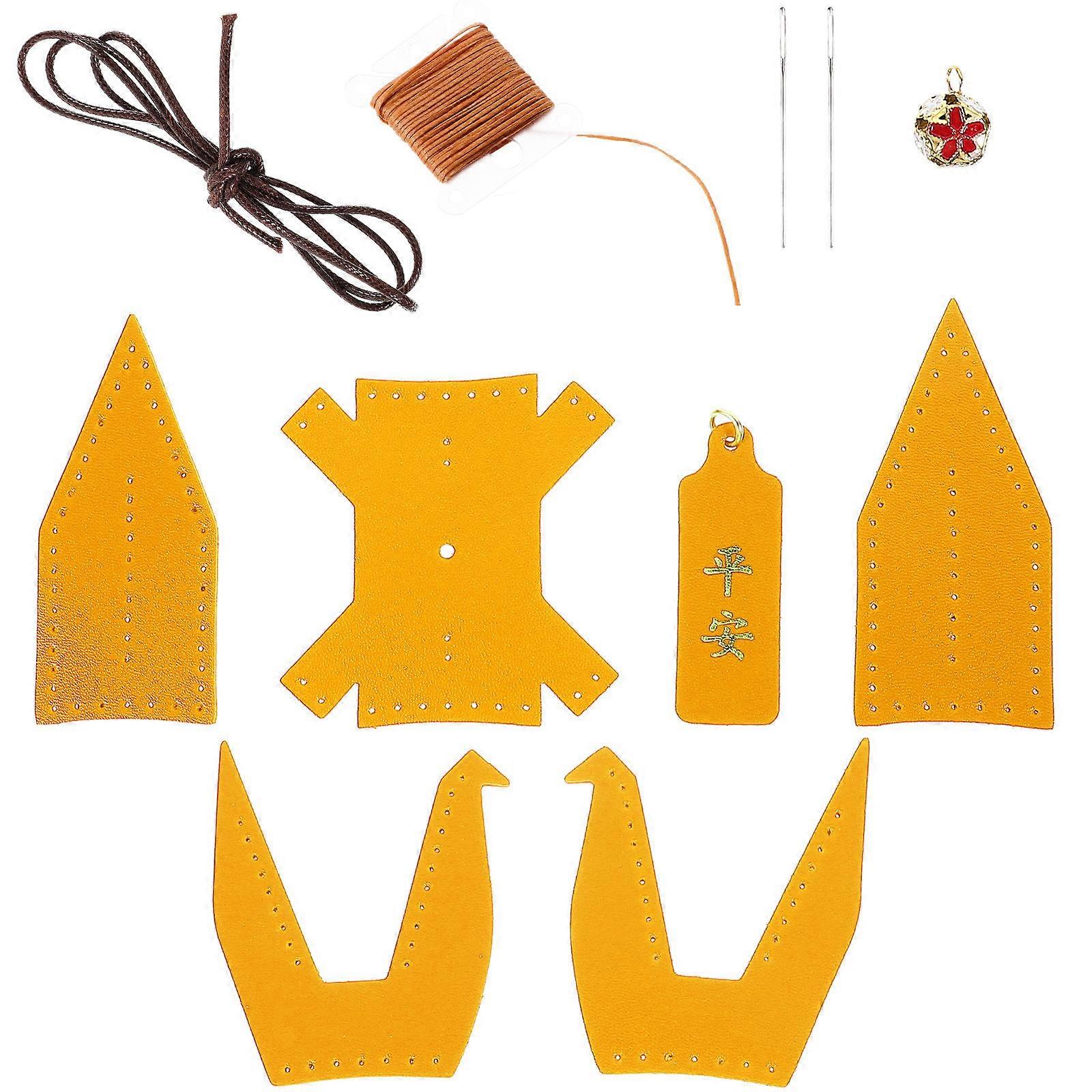 DIY Origami Crane Kit for Car Interior Decor PU Khaki Color Lightweight and Easy to Use