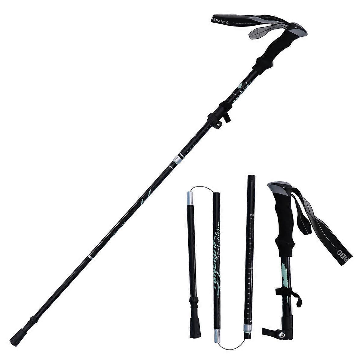 Black MultiSection Trekking Pole for Mountaineering Made of Durable Aluminum Alloy 70100 Characters