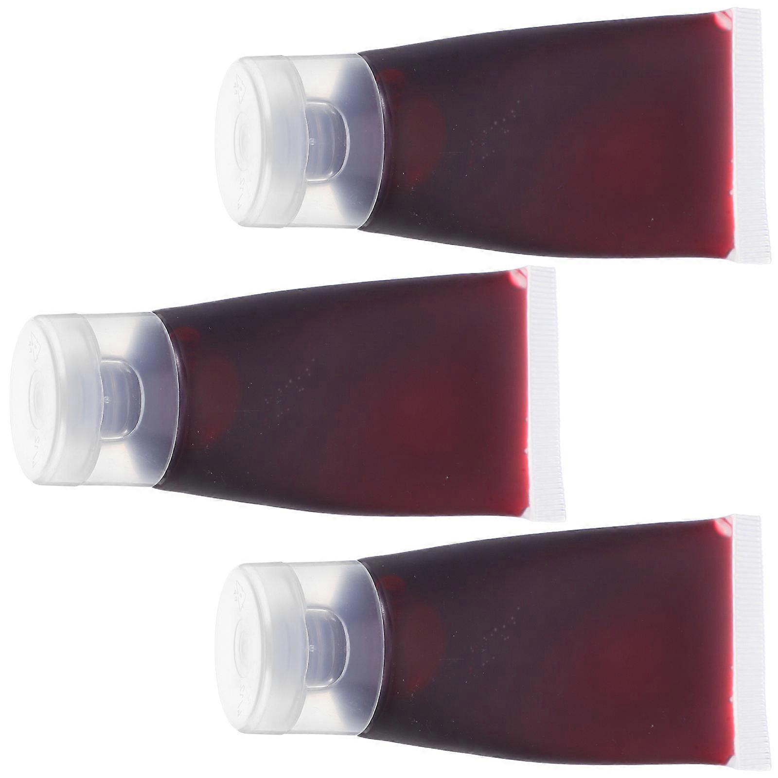3pcs Fake Blood Tubes for Face & Clothes Safe, Non Irritating Formula, Realistic Halloween Costume Props for Cosplay, Vampire, Zombie, Horror Movie