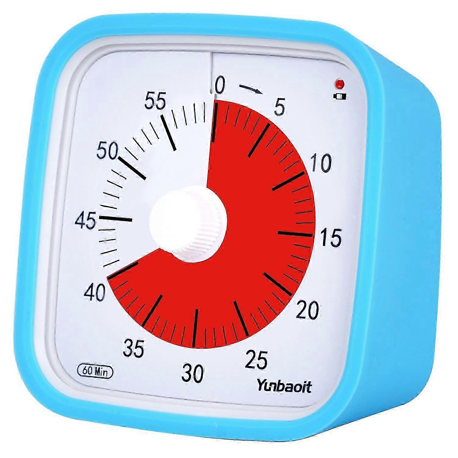 YUNBAOIT VT01 Visual Timer with Night Light 60 Minutes Countdown Timer Silent Time Management Tool (W (Blue Red)