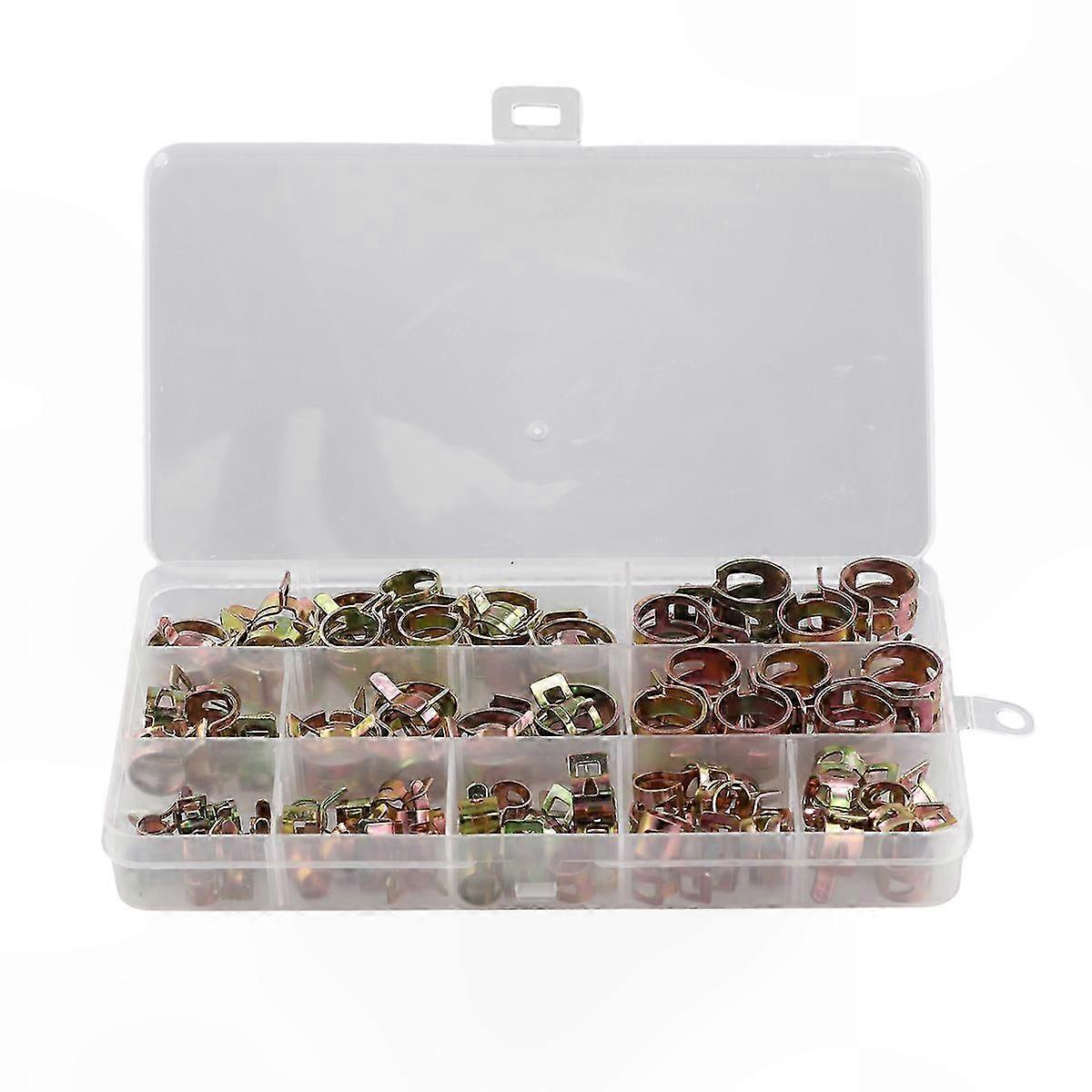 Assorted Hose Clamps Kit - 100 Pieces Fastener Set for Pipe, Tube, and Hose Connections 6-17mm Size Range