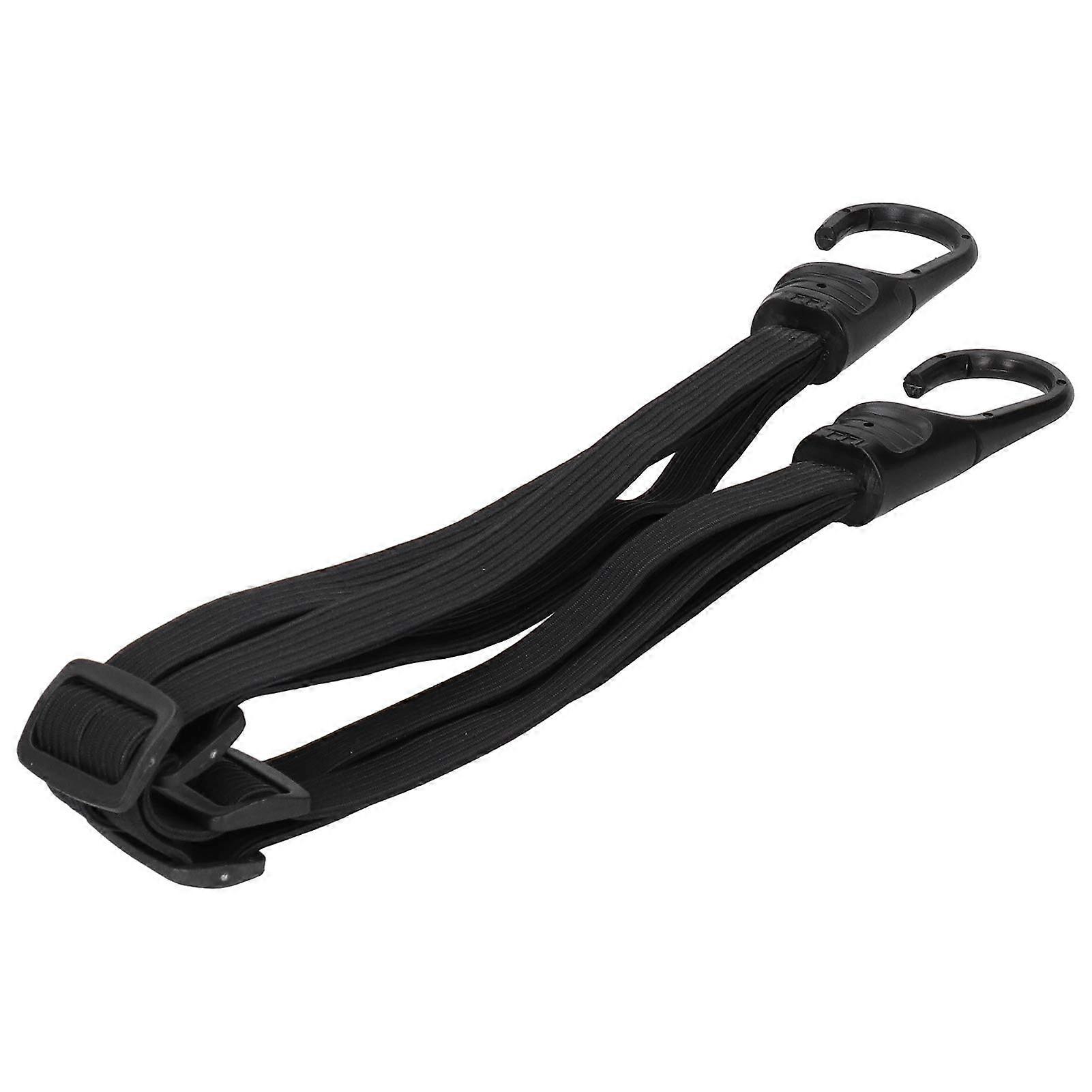 Elastic Rope Loading Strap with 2 Hooks and Adjustable Sliding Balls, 59 cm Bungee Cable for Motorcycle Helmet and Luggage, Black Rubber
