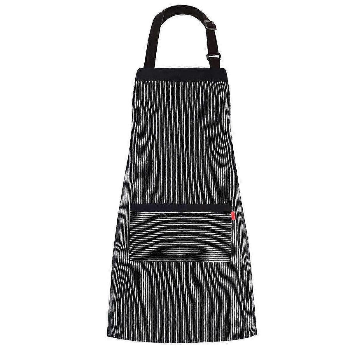 Adjustable Unisex Kitchen Apron with 3 Pockets & Long Ties - Versatile Bib Apron for Cooking, Serving & Food Preparation