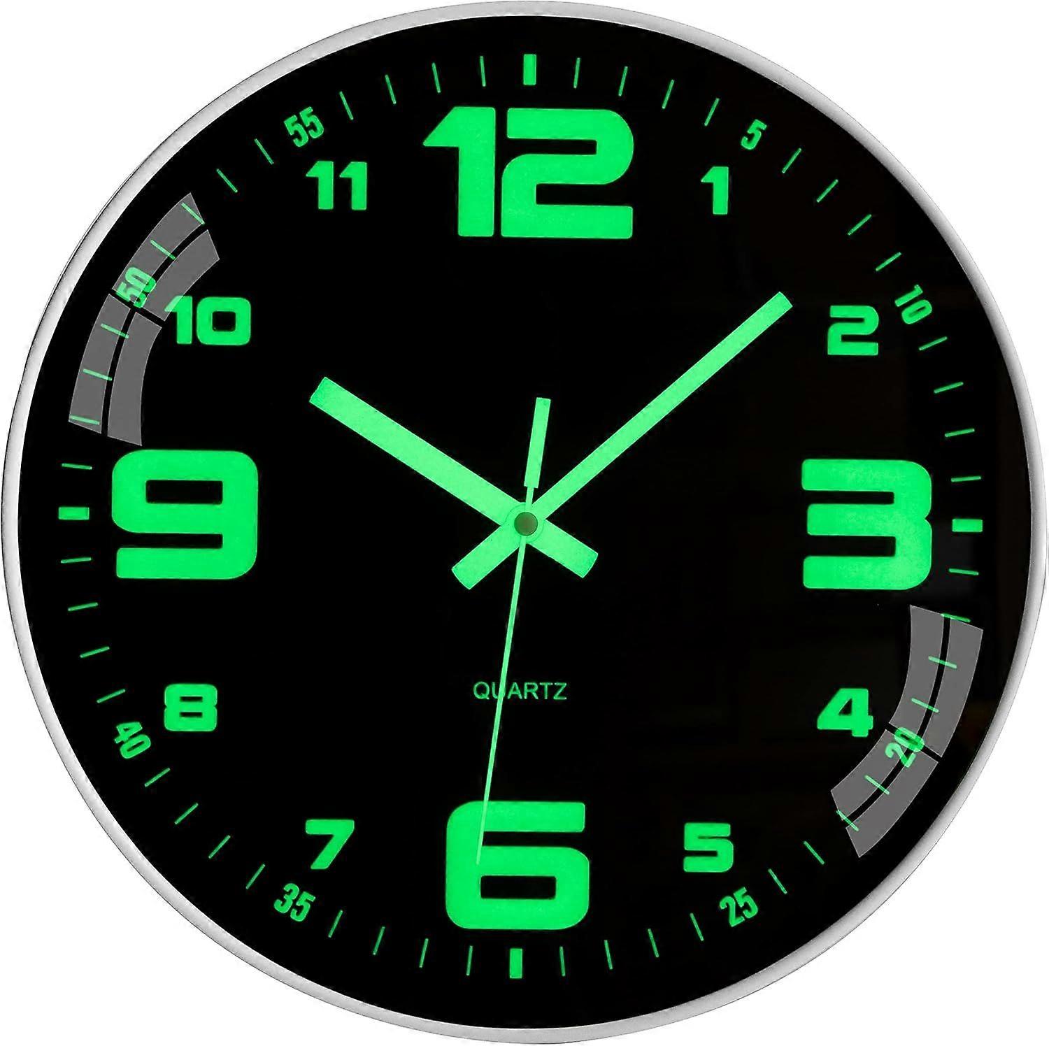 12" Silent Non-Ticking Digital Wall Clock with Luminous Modern Design - Large Battery Operated - Easy to Read - for Bedroom, Home