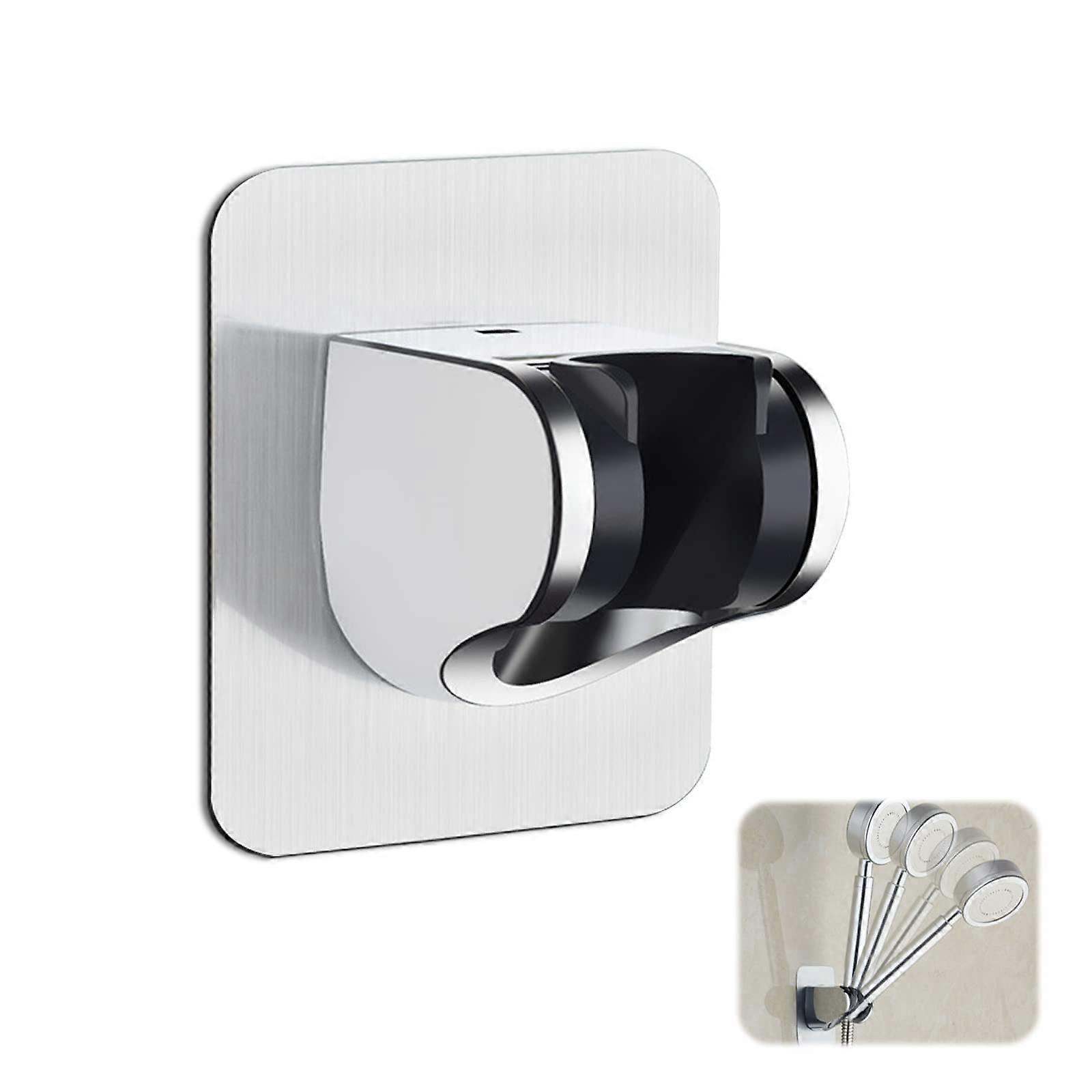 Shower Head Holder Strong Adhesive Waterproof, 3-Angle Adjustable, ABS Material, Wall Mount, Silver