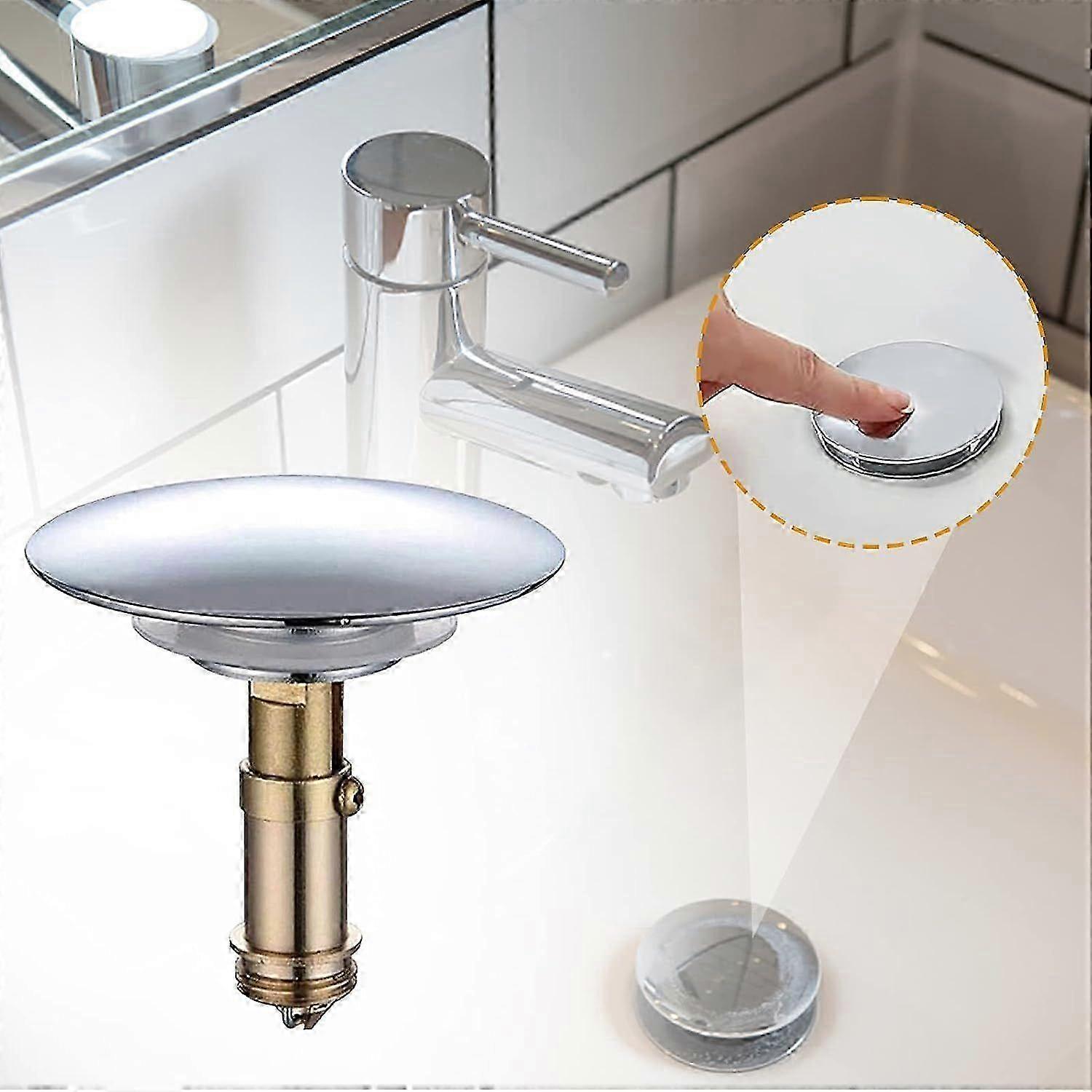 Pop Up Bath Plug - Universal Sink Plug 66mm Push Stopper