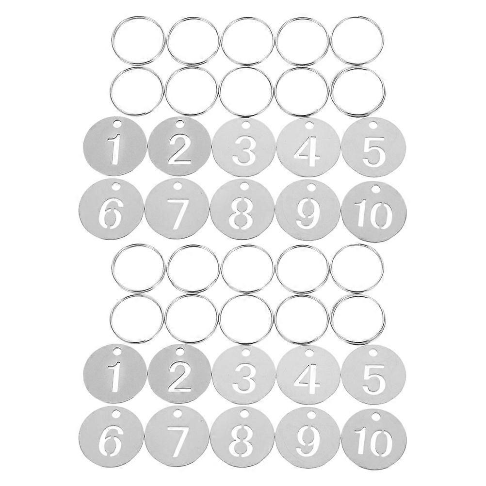 Stainless Steel Number Tags Set Durable & Wear Resistant Round Key Tags for Luggage, Keys, and Bag Identification