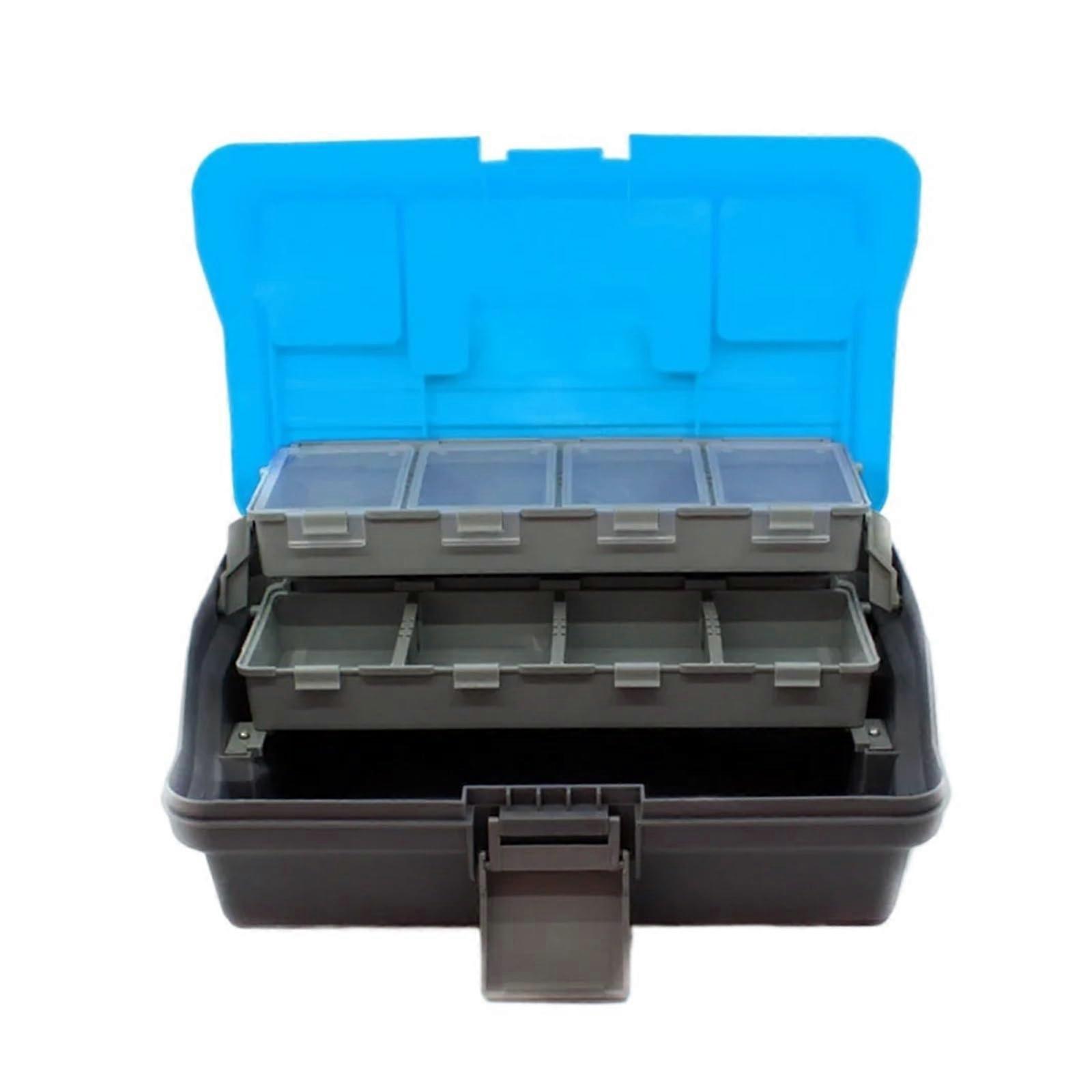 Fishing Tackle Box 3 Layer Folding Fishing Gear Box Portable Storage Tool Box Multipurpose Toolbox with Handle for Tackle