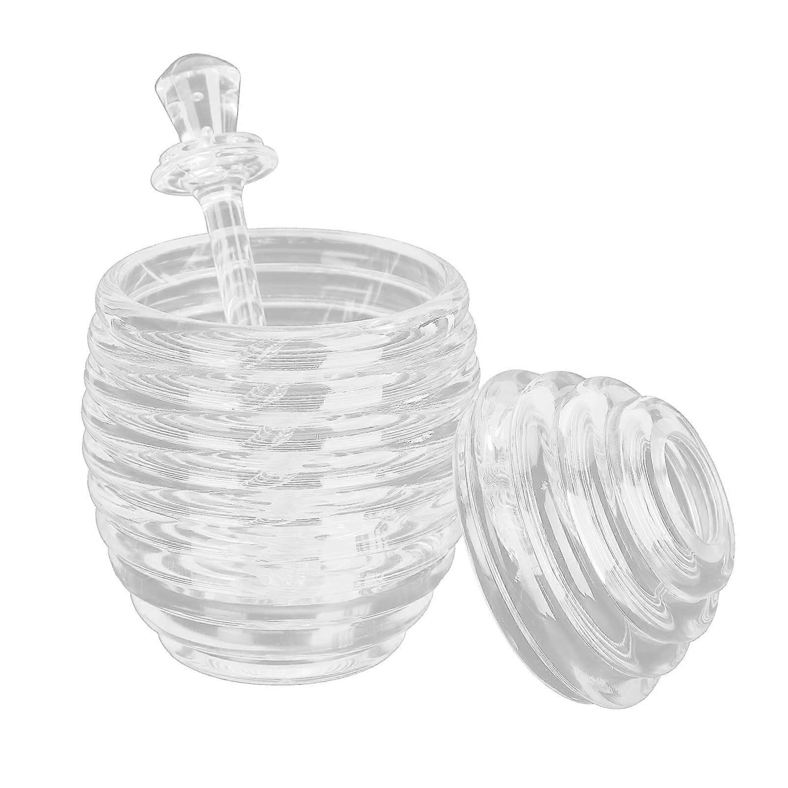 Honey Jar With Dipper, Transparent Glass Dispenser, Beehive Lid, Food Grade Container
