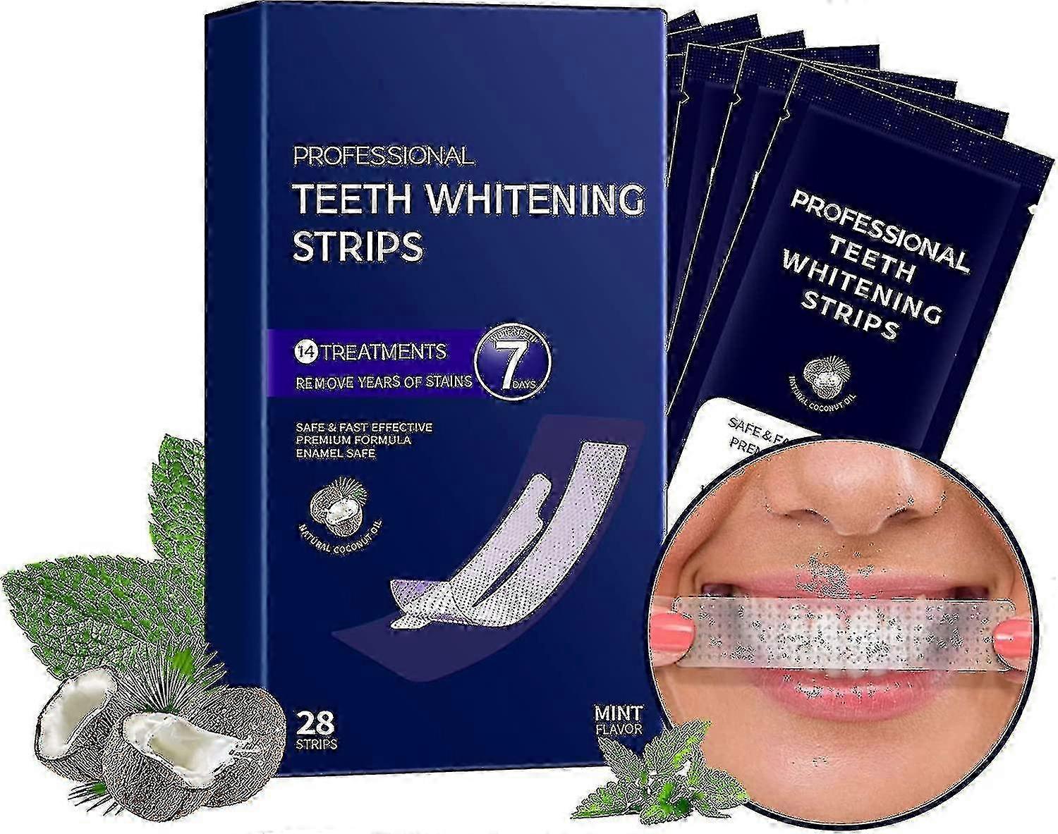 Teeth Whitening Strip, 28pcs Non-sensitive Whitening Strips, Teeth White Strips Teeth Whitening Kit Peroxide Free High Quality