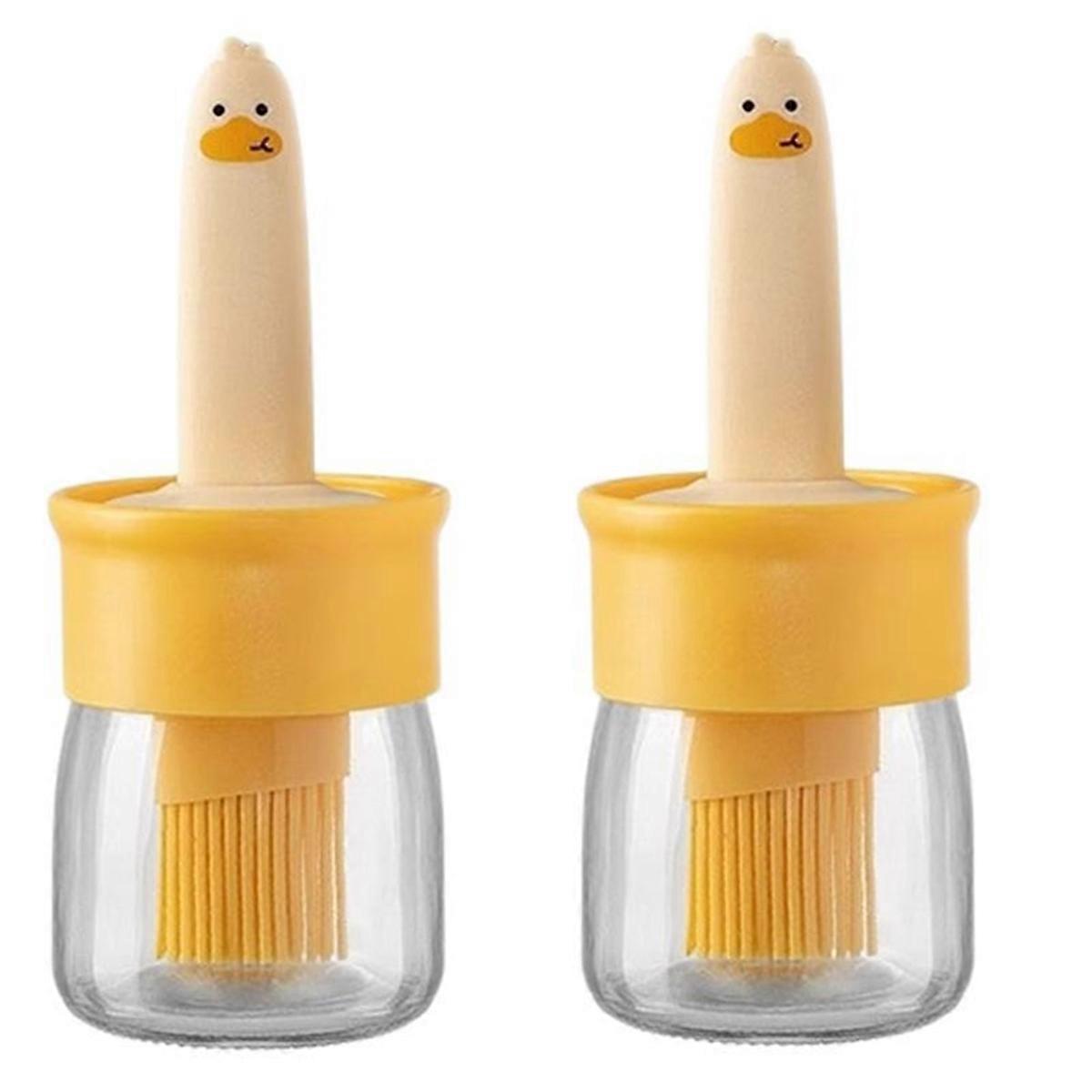 Little Yellow Duck Oil Bottle Oil Brush and Bottle in One Household High Temperature Barbecue Silicone Brush B