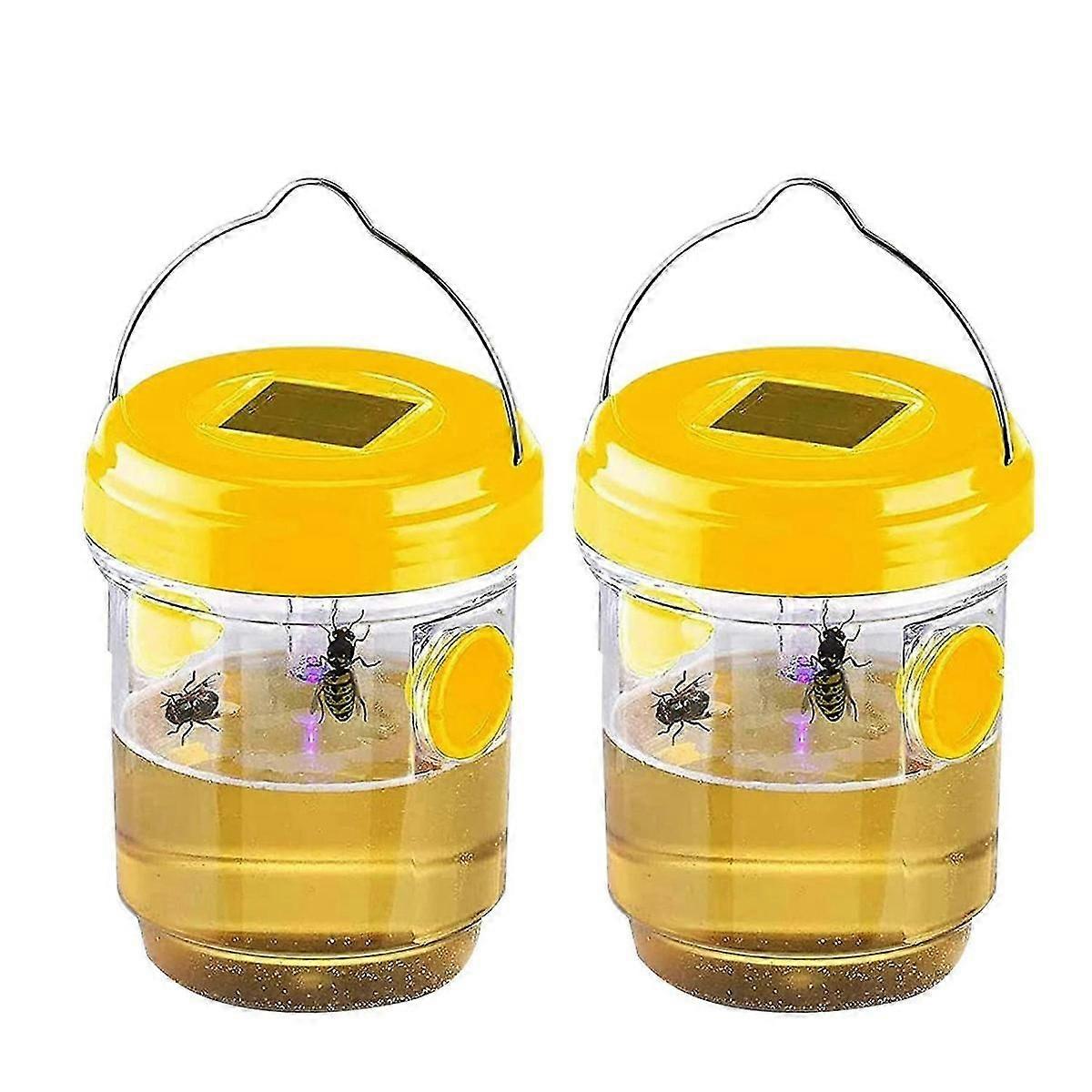 2 Pack Solar Wasp Trap Outdoor Hanging,Wasp Cather Hanging with Light compatible with Yellow Jackets,Hornets,Bee,Wasp Traps
