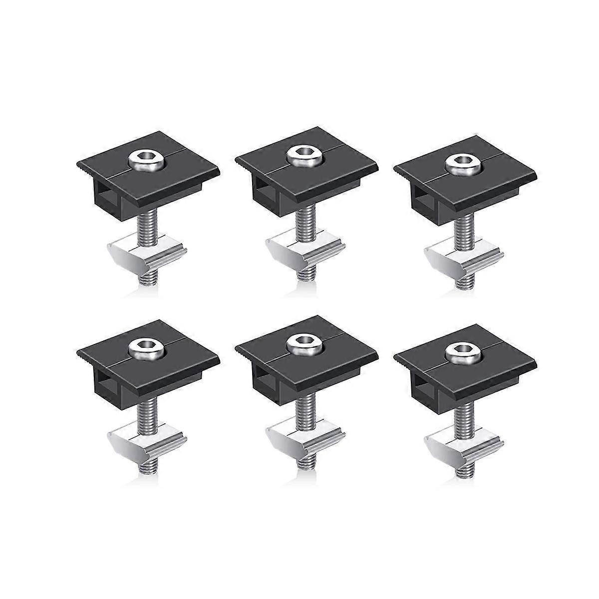 6 Pack Centre Clamp 30mm Black T-Shaped Centre Clamp Photovoltaic Adjustable Solar Panel Centre Cla