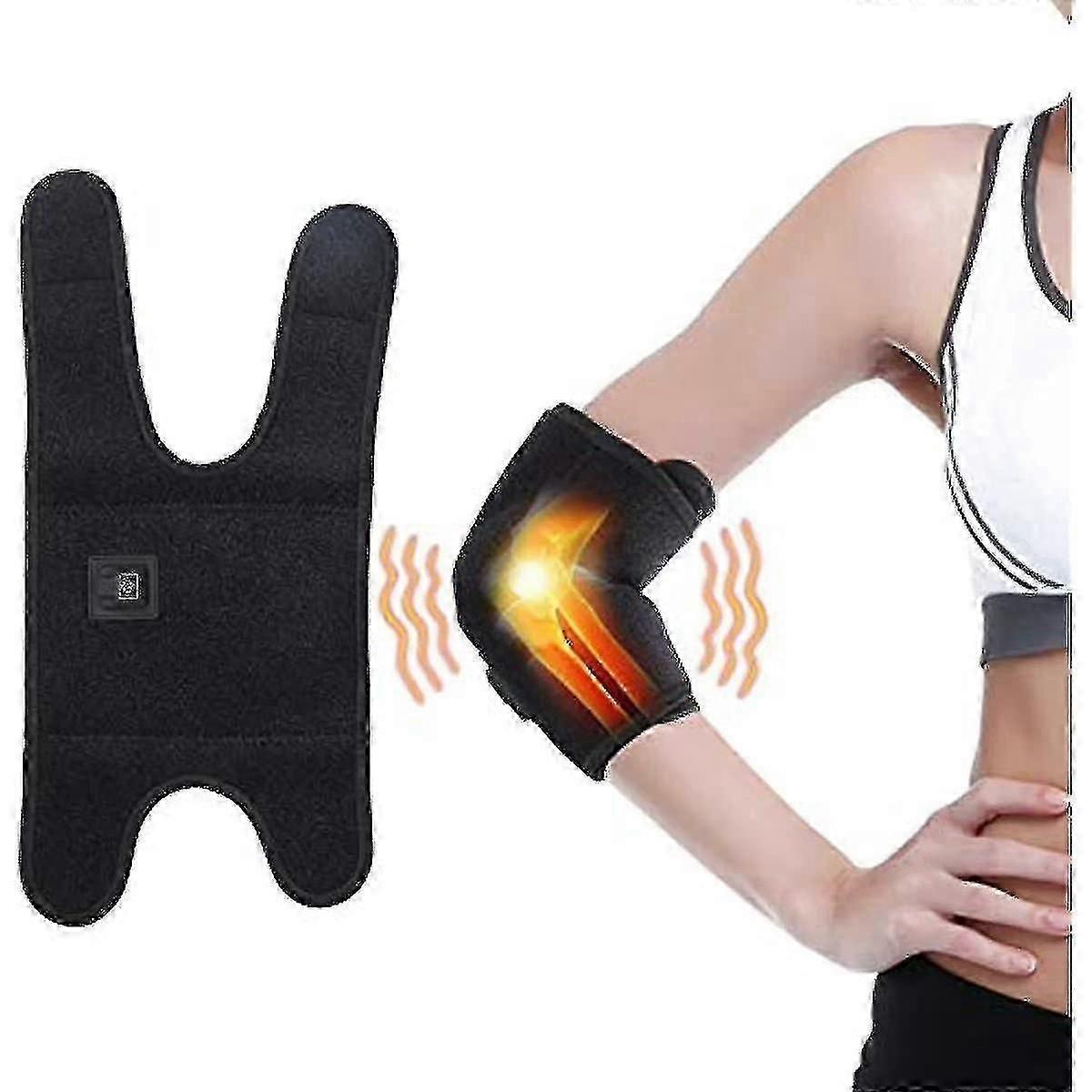 Heated Elbow Brace for Tendonitis & Arthritis Pain Relief, Adjustable 3-Temp Heating Pad with USB