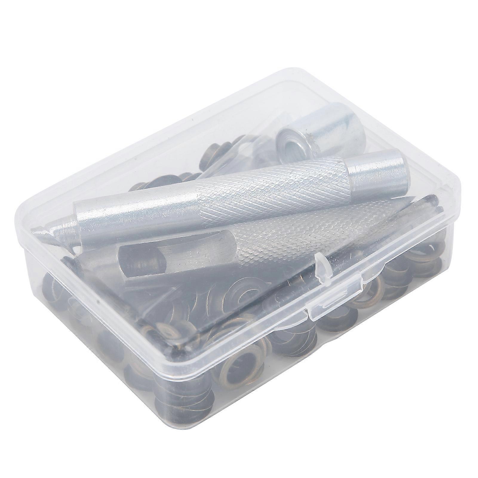 100 Sets 0.3in Copper Grommets with Hole Punch Tool & Storage Box