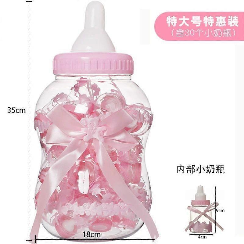 1 Set Baby Shower Bottles: Clear Candy Box With 30 Mini Bottles - Reusable Candy Storage Container & Money Bank For Guests