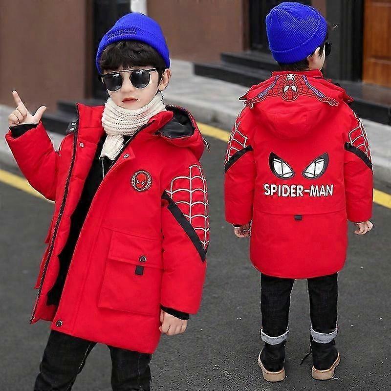 Nya Winter Spider-man Hooded Jacket Barn Vinter Varm Kappa Bomull Vadderade Kläder Pojkar