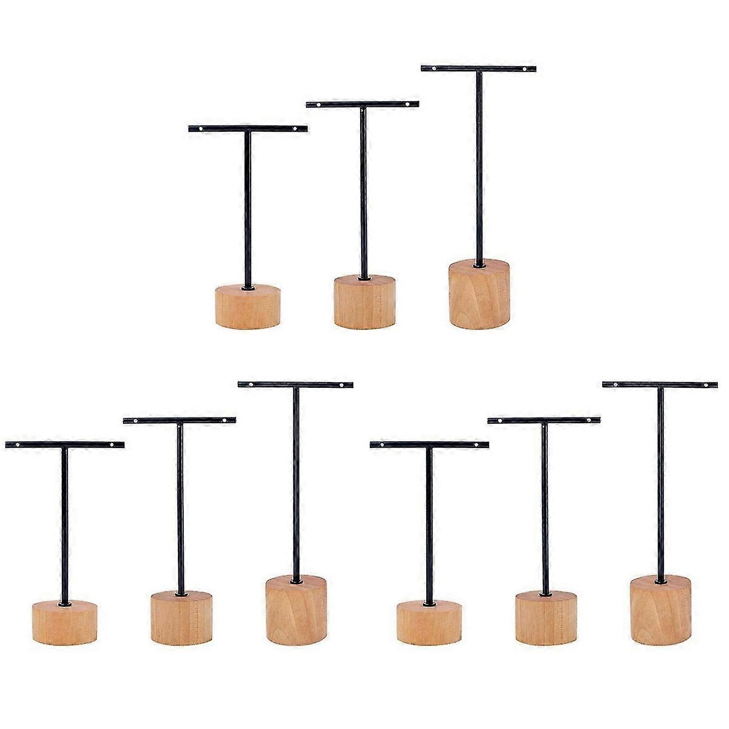 3Pcs T Bar Earring Display Stand with Wooden for Photography Props A