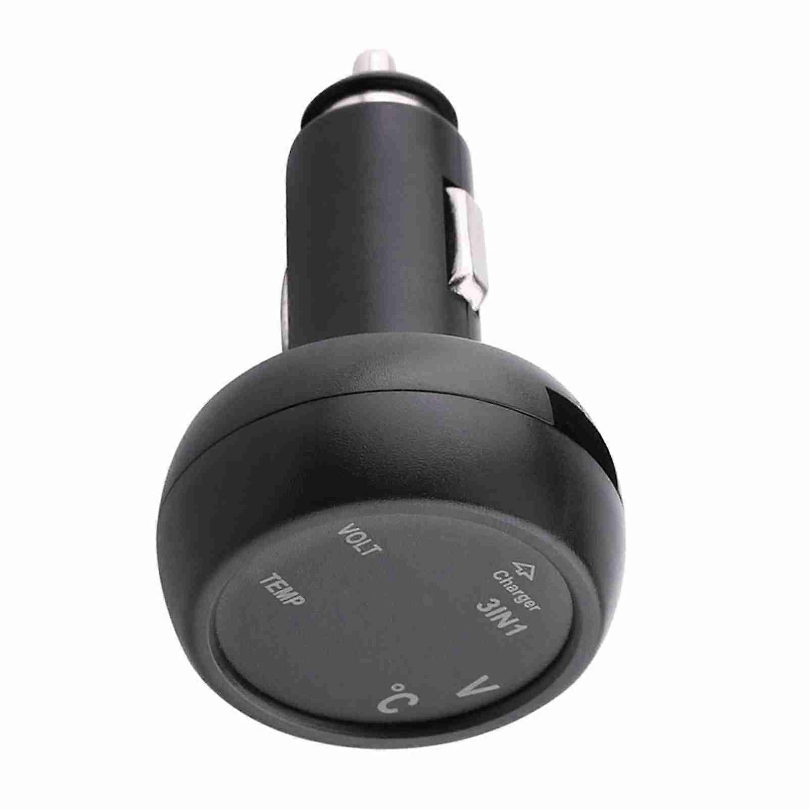 Dual LED Digital Display Voltmeter Thermometer Cigarette Lighter USB Car Charger (Blue, Red)