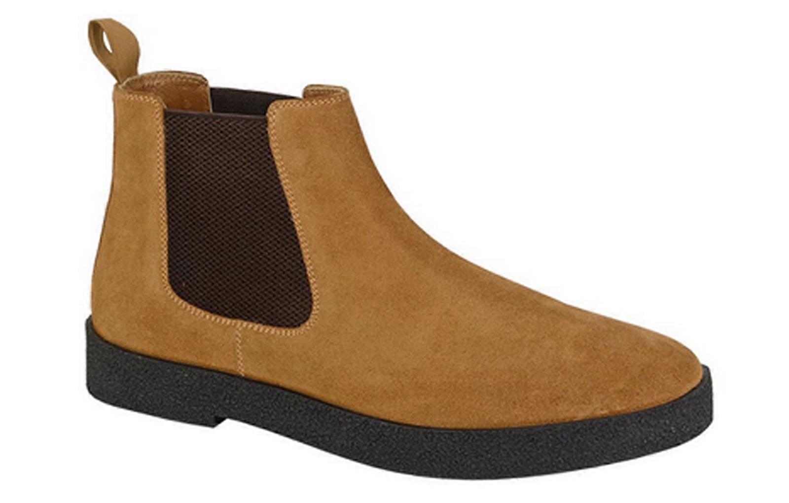 Roamers Twin Guesset Suede Boots Tan