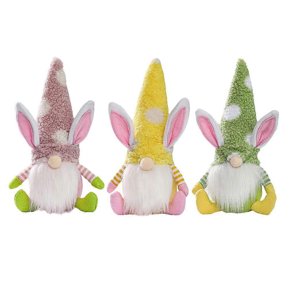 Easter Gnome Doll for Decor with Rabbit Ears 3Pcs Plush Luminous Easter Supply