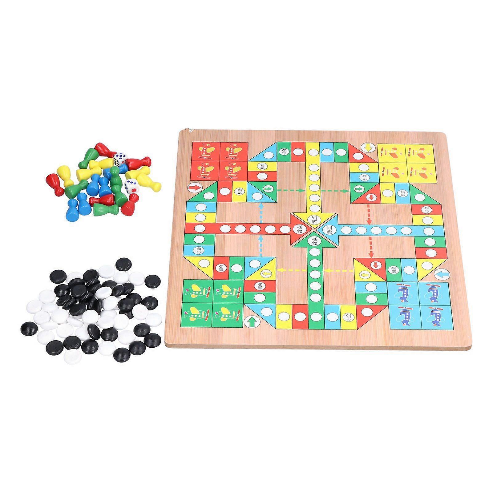 2in1 Multifunctional Wooden Flying Chess FiveinaRow Educational Toy Table Board Games(2in1 Chess )