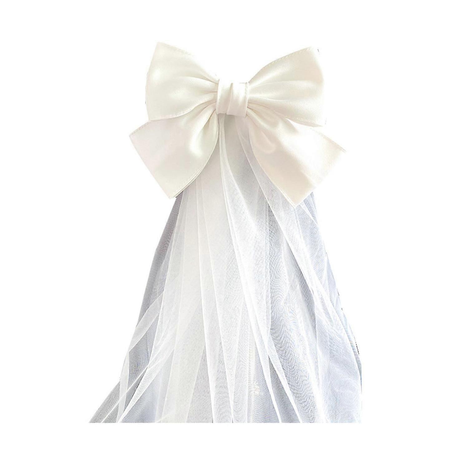 Mesh Bridal Veil Bowknot Decor Double Layer Mesh Dreamlike Effect Veil Bridal Headpiece Perfect
