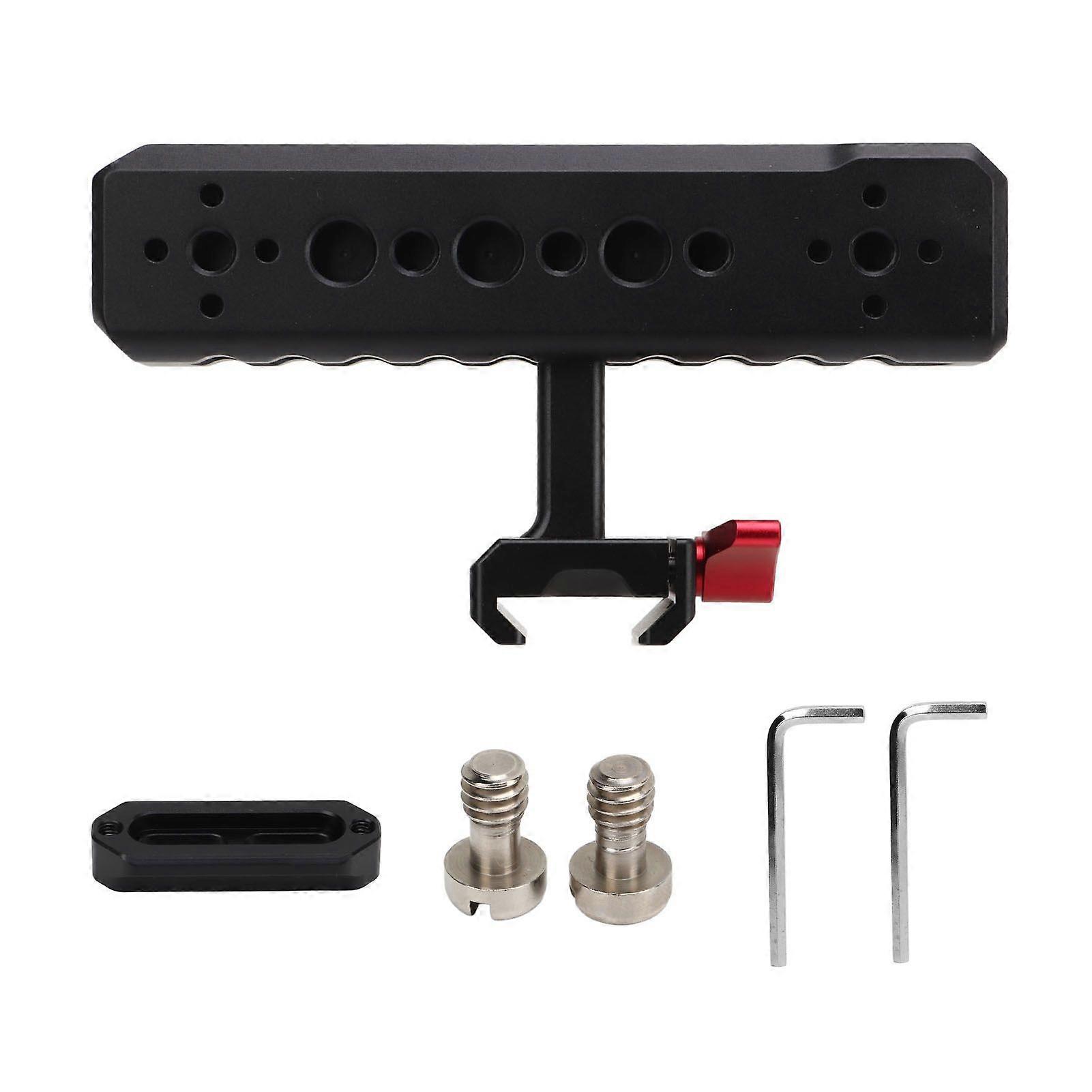 PULUZ Camera Cage Handle Adjustable Quick Release Rail Block Camera Cage Top Grip with Cold Shoe 1/4in 3/8in Holes