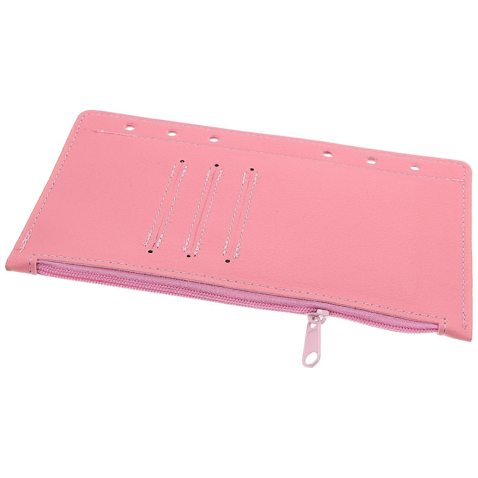 Loose Leaf Bag Binder Pocket For Trips Work In Pink PU Material Ensuring Easy Storage 1Pcs
