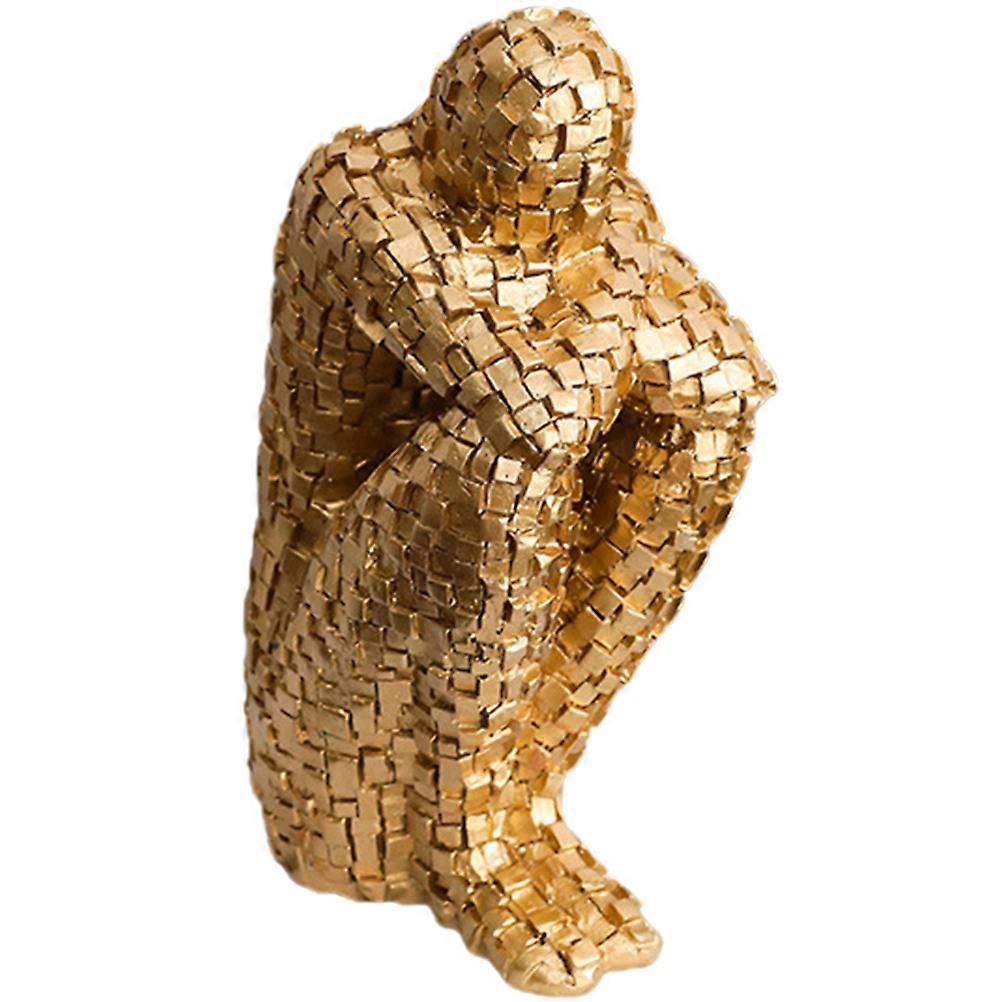 Abstract Statue Figurine for Home Decor 3Pcs Golden Modern Desk Ornament