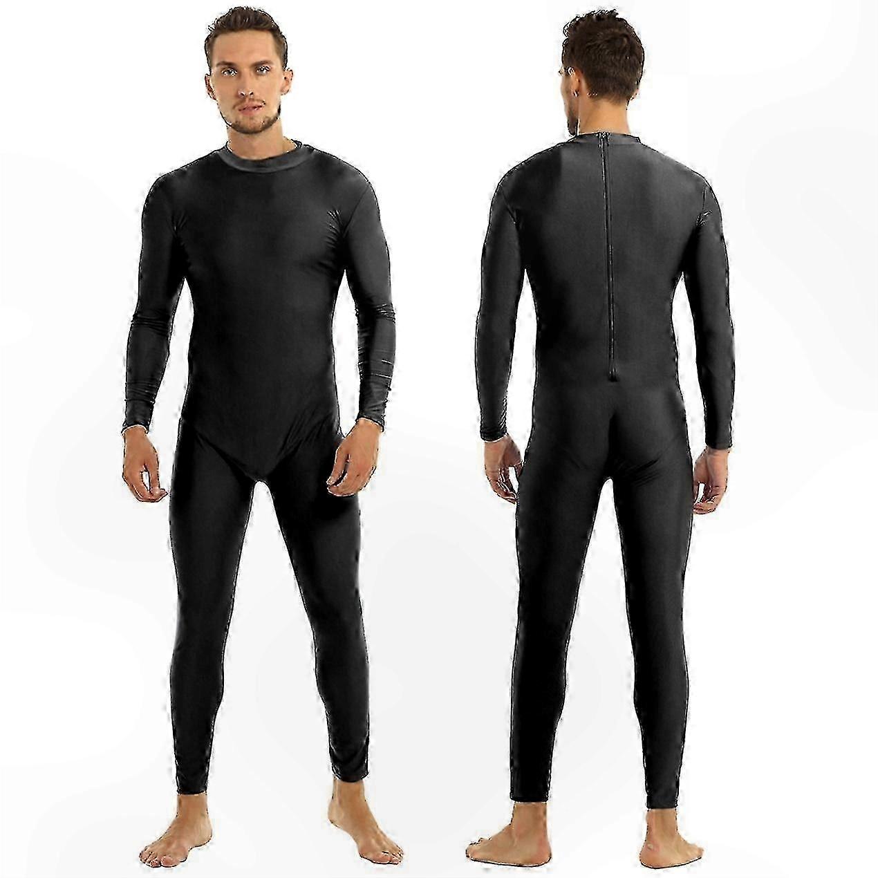 Men's Long Sleeve Turtleneck Unitard with Spandex for Dance and Performance Use