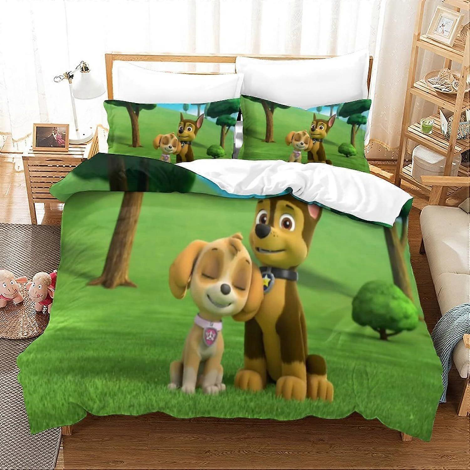 t534 Paw Pator Duvet Set Set of 3 Pcs Bedding Quilt Cover Exquisite Comfortable Super Soft And Hypoallergenic with Pillowcase Suitable for Children An