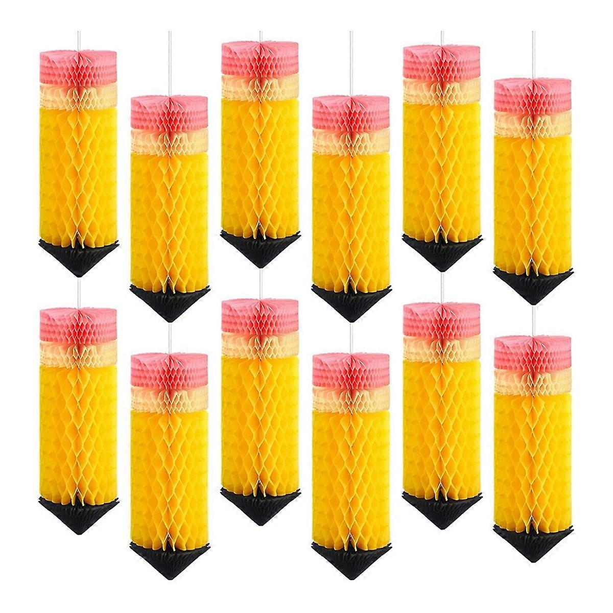 12 Pcs Hanging Pencil Lanterns Honeycombs Decorations