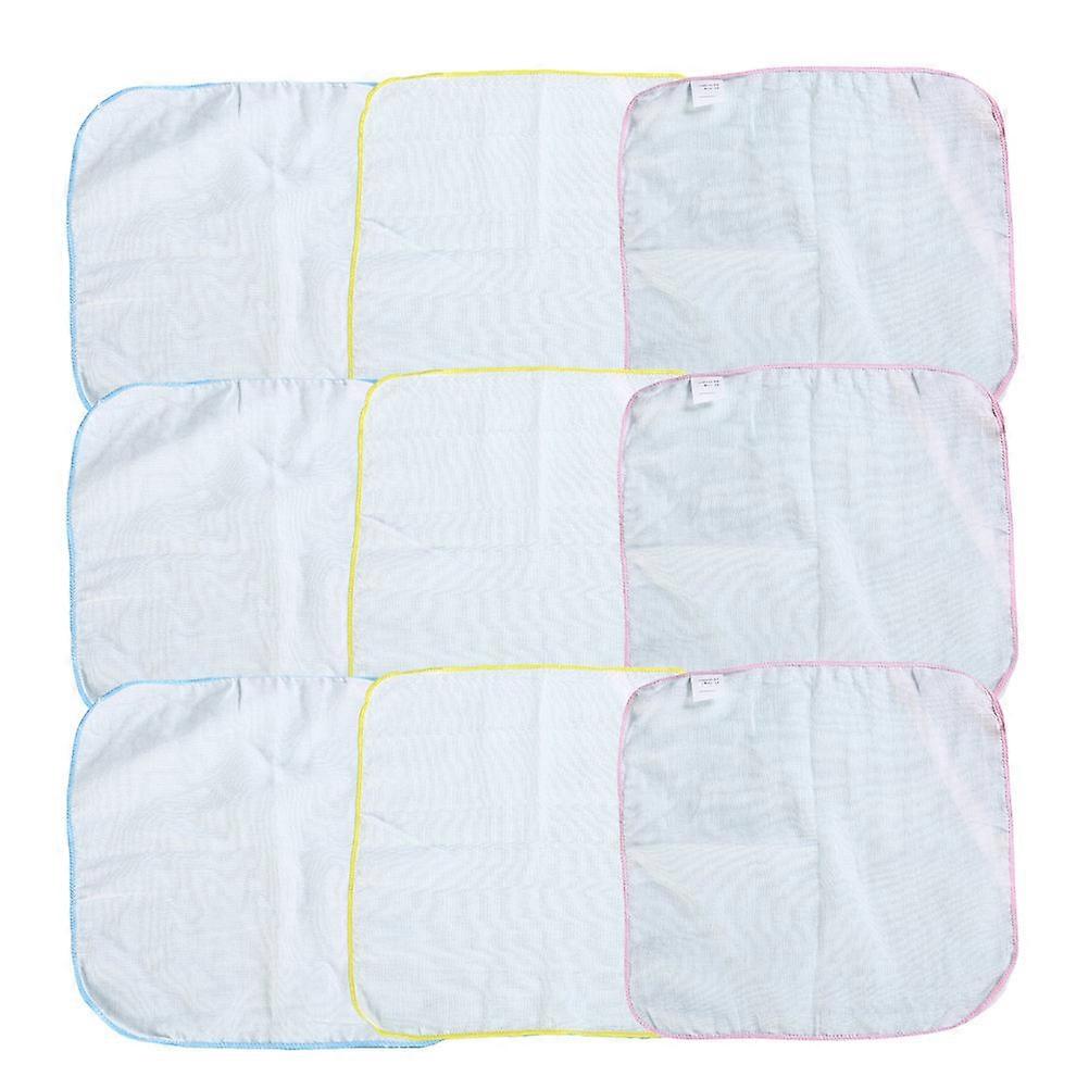 Soft Burp Cloths 9Pcs Daily Use Baby Care Square Assorted Color Water Absorption